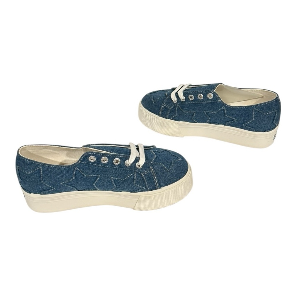 SUPERGA x LIZZY Denim Patch Star Low Top Platform Sneakers Size 7.5 NEW - Picture 6 of 6